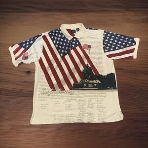 Cotton Traders Sport Flag Polo Mens 2XL Declaration of Independence Patriotic